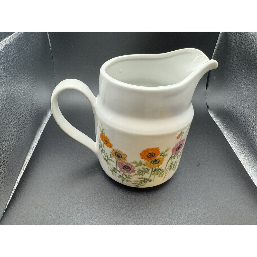 Vintage Floral Ceramic Pitcher White With Daiseys